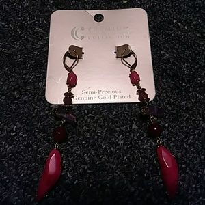 Pink and purple gold earrings